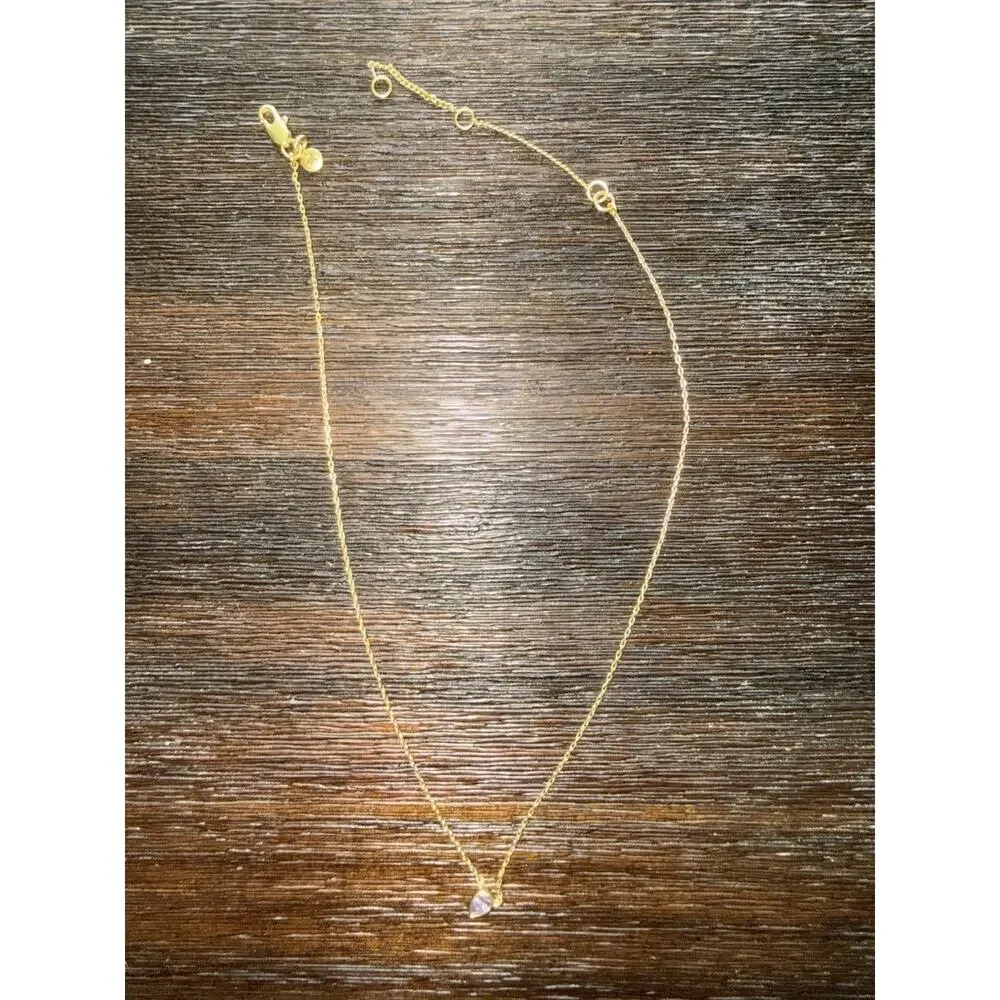 Madewell Gold Tone Purple Stone Pendant Necklace Delicate Chain Minimalist - Picture 3 of 6